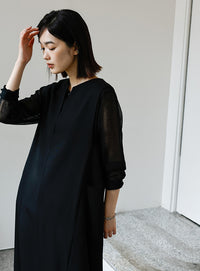 【Et】キーネックロングワンピース