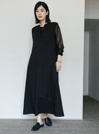 【Et】キーネックロングワンピース