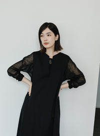 【Et】キーネックロングワンピース