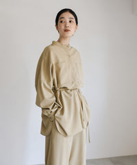 【Et】Cut-out Georgette Blouse Pants Set