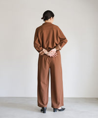 【Et】Cut-out Georgette Blouse Pants Set