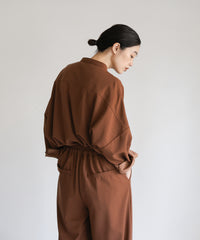 【Et】Cut-out Georgette Blouse Pants Set