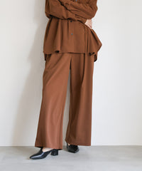 【Et】Cut-out Georgette Blouse Pants Set