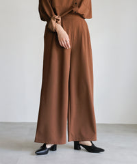 【Et】Cut-out Georgette Blouse Pants Set