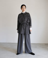 【Et】Cut-out Georgette Blouse Pants Set
