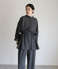 【Et】Cut-out Georgette Blouse Pants Set