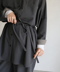 【Et】Cut-out Georgette Blouse Pants Set