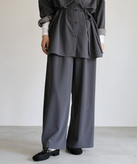 【Et】Cut-out Georgette Blouse Pants Set