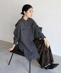 【Et】Cut-out Georgette Blouse Pants Set