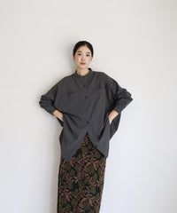 【Et】Cut-out Georgette Blouse Pants Set