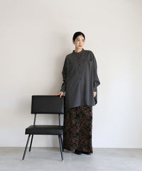 【Et】Cut-out Georgette Blouse Pants Set