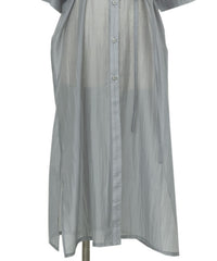 【Et】Half-sleeve Band Collar Sheer Shirt Onepiece
