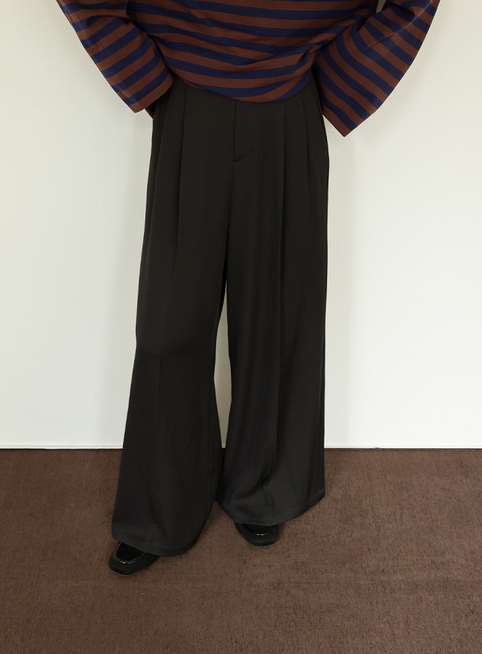 【Et】Two-tuck Wide Pants
