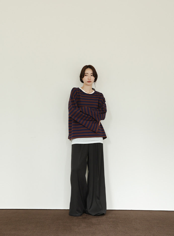 【Et】Two-tuck Wide Pants