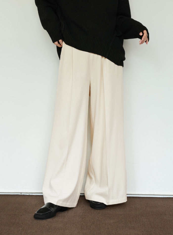 【Et】Two-tuck Wide Pants