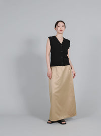 【Et】Matte Satin I-line Long Skirt