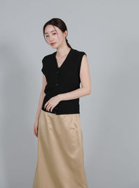 【Et】Matte Satin I-line Long Skirt