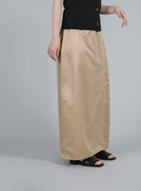 【Et】Matte Satin I-line Long Skirt
