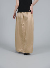 【Et】Matte Satin I-line Long Skirt