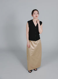 【Et】Matte Satin I-line Long Skirt