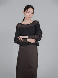 【Et】Matte Satin I-line Long Skirt