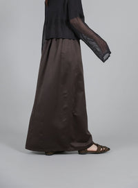 【Et】Matte Satin I-line Long Skirt