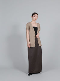 【Et】Matte Satin I-line Long Skirt