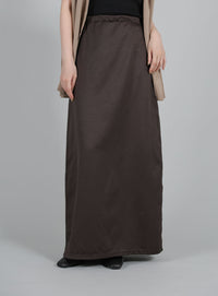 【Et】Matte Satin I-line Long Skirt