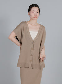 【Et】Oversized V-neck Knit Vest