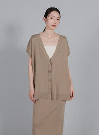 【Et】Oversized V-neck Knit Vest