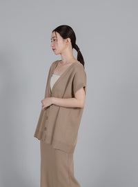 【Et】Oversized V-neck Knit Vest