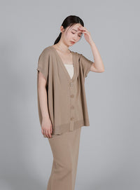 【Et】Oversized V-neck Knit Vest