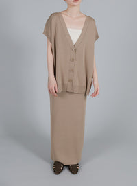 【Et】Oversized V-neck Knit Vest