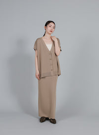 【Et】Oversized V-neck Knit Vest