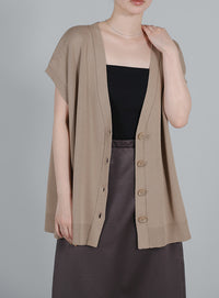 【Et】Oversized V-neck Knit Vest