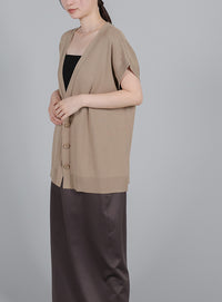 【Et】Oversized V-neck Knit Vest