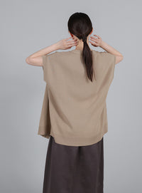 【Et】Oversized V-neck Knit Vest