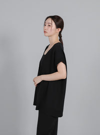 【Et】Oversized V-neck Knit Vest