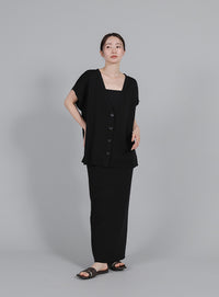 【Et】Oversized V-neck Knit Vest
