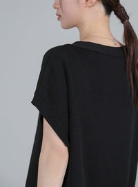 【Et】Oversized V-neck Knit Vest