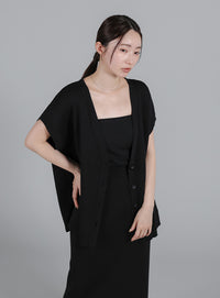 【Et】Oversized V-neck Knit Vest