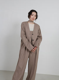 【Et】No-Collar Jacket Overalls Set