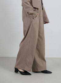 【Et】No-Collar Jacket Overalls Set