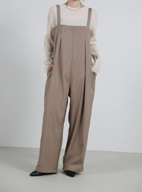【Et】No-Collar Jacket Overalls Set
