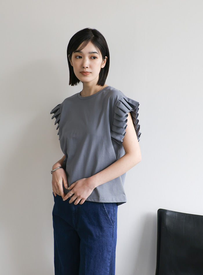 【Et】プリーツスリーブTシャツ