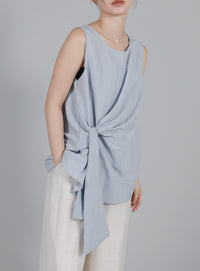 【Et】Asymmetrical Sleeveless Blouse