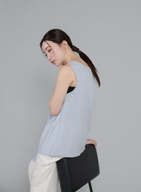 【Et】Asymmetrical Sleeveless Blouse