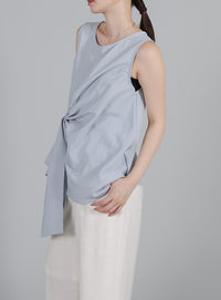 【Et】Asymmetrical Sleeveless Blouse