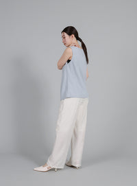 【Et】Asymmetrical Sleeveless Blouse