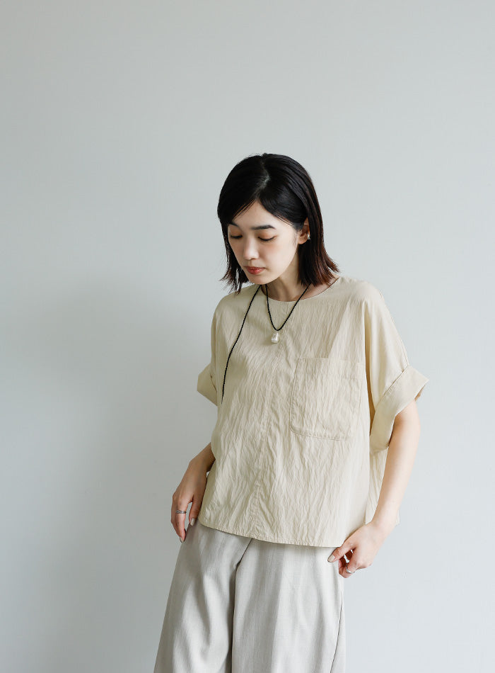 【Et】フロントポケットビッグカフスブラウス【SALE】